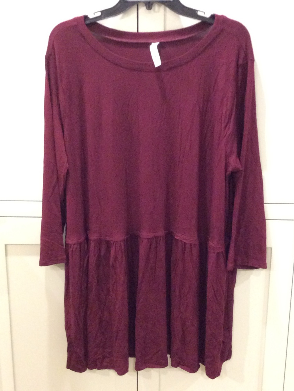 Zenana Outfitters Long Sleeve Tunic Dress in Burgundy